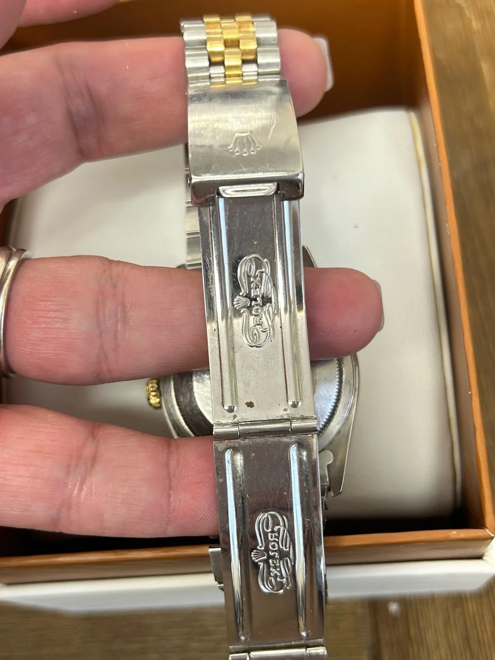 Rolex Two-Tone Gold and Silver Black Dial Datejust Watch